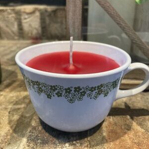 Homemade Apple Cinnamon Candle in Vintage Crazy Daisey Corelle Coffee cup